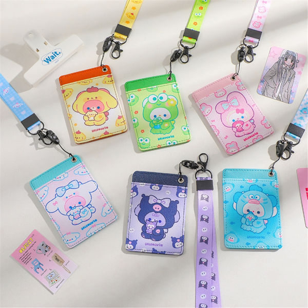 Bärbar korthållare Lanyard Neck Card organiserat för resor och shopping Yellow