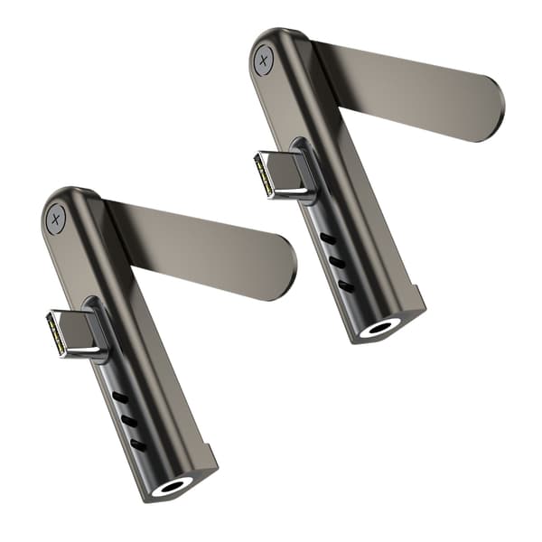 2 stk. aluminium Type C til 3,5 mm hodetelefonadapter med sammenleggbart stativ