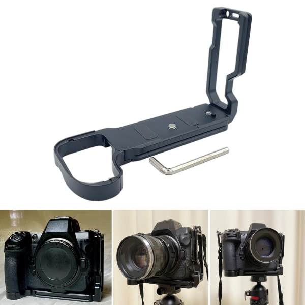 Metallhandtag L-plattahållare för kamera Anti-slip metall L-plattahållare Black