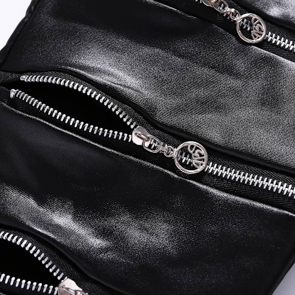 Naisten Tekonahkaiset Joustavat Skinny Pencil-housut Vetoketjulla Koristellut Leggingssit Black