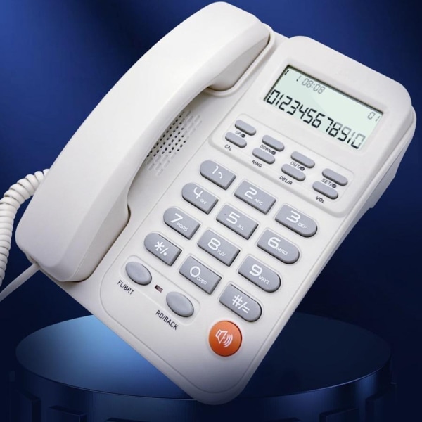 Fast telefon Multi med nummerpresentation Väckarklocka Handsfree bordstelefon Black