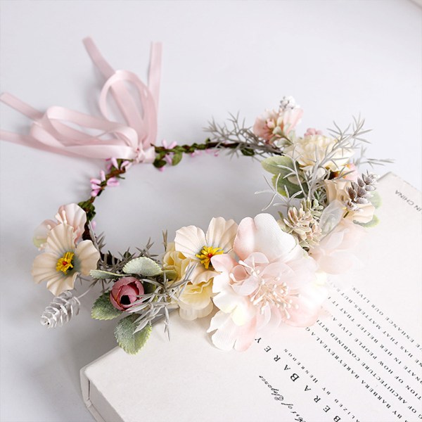 Handgjorda blomkrans pannband blommig krans bröllopsfest huvudband