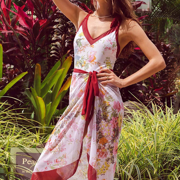 Baddräkt Coverup för Kvinnor Lång Chiffon Strand Tie Wrap Kjol Bikini Wrap Kjol Apricot One size fits all