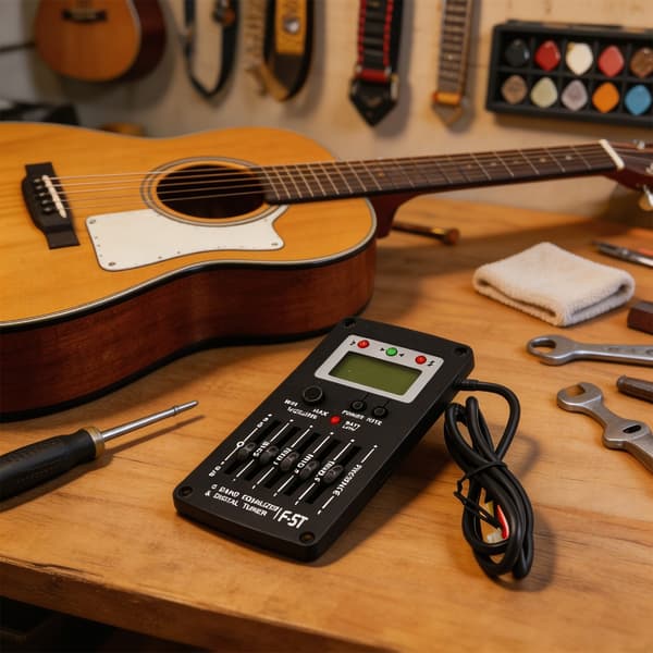 5-bånds guitar-equalizer med digital tuner til akustisk guitar