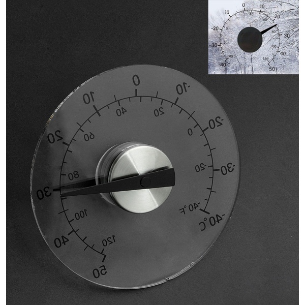 Klar ℉ ℃ Cirkulärt utomhusfönster Temperaturtermometer Väderstationsverktyg