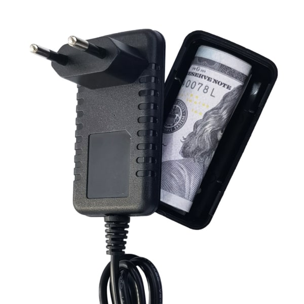 Hidden Money Box Fake Charger Plug Secret Stash Money Organizer Hemavledning BKUS