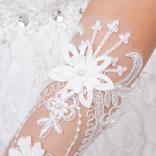Princess Elegant Lace Fingerless Loop Handskar Dinner Party Pageant Costume Favors