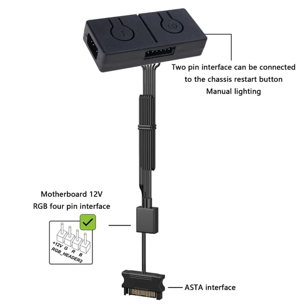 5V 3-pin ARGB til 12V 4-pin ARGB-konverteradapter Splitter for ARGB-enhet