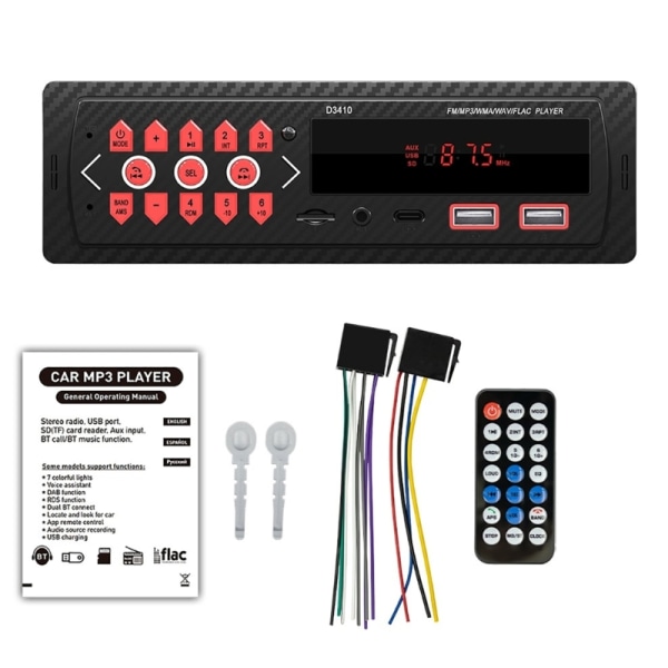 1-Din Bluetooth-yhteensopiva MP3 FM USB AUX Auton digitaalinen mediasoitinvastaanotin