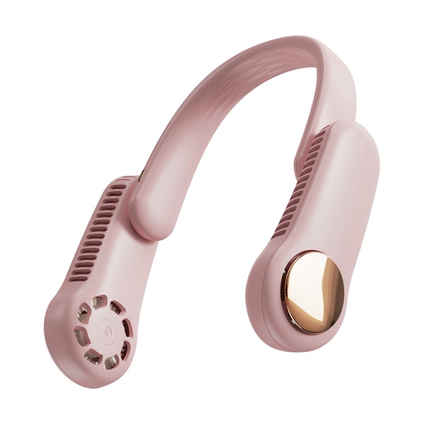 Handfri 350° roterbar bladlös nackbandsfläkt Uppladdningsbar mini USB halsfläkt Pink