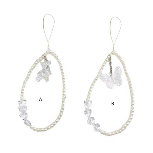 Handgjord akryl pärla hjärta pärlhängande hänge telefonrem kvinnor smycken null - B