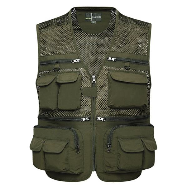 Män Meshes Utomhus Fiskevästar Flera Fickor Andningsbar Väst Jackor Navy XXL