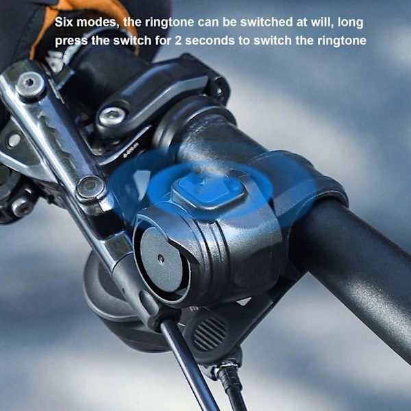 Elektrisk cykelhorn Cykelklokker 6 tilstande Lyd Scooter Horn USB genopladelig Black