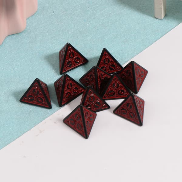 10 stk polyhedral terninger 4-sidig RPG bordspill terninger lett å lese tall Red