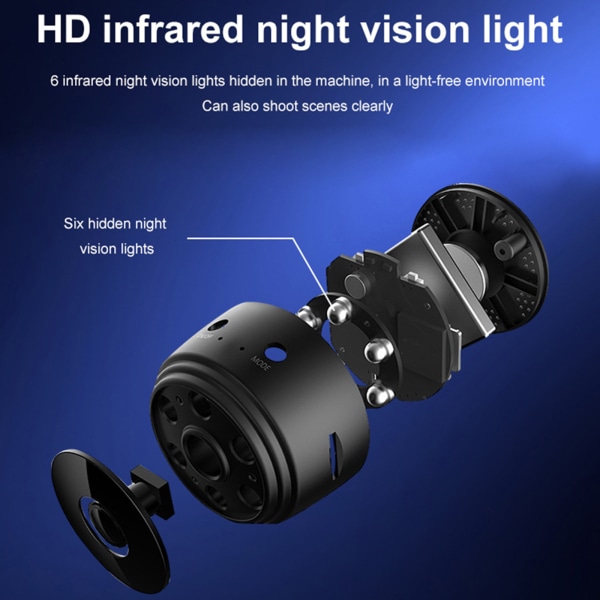A9 minikamera högupplöst 1080P trådlös WiFi för smart hemövervakning IP-kamerastöd natt för syn- och rörelsedetektion Black
