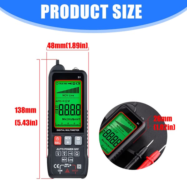 Automatisk Mini Multimeter Spænding Strøm Modstand Kapacitans Tester Værktøj