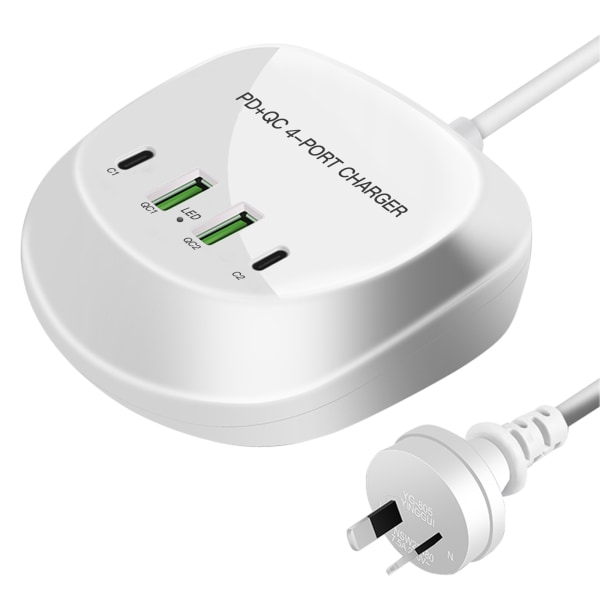 40W Dual USB Dual Type-C Interface Lader Ladestasjon for mobiltelefon nettbrett PD QC3.0 Hurtiglading Dock