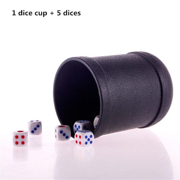 Diamond Grade KTV Pub Casino Festspil Terningeboks med 5 terninger sorte PVC-terninger