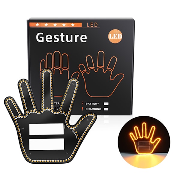 Håndbevegelseslys for bil, Morsomt gest-fingerlys for bil med fjernkontroll, LED-bil-bakvinduskilt Bil Gadgets