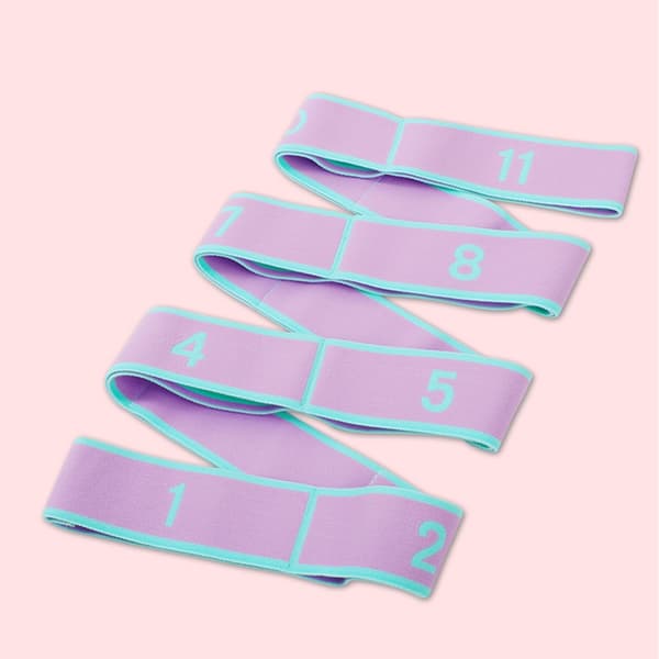 Stretch Strap med 9 öglor elastiskt stretchband för yoga fysisk-terapi Purple