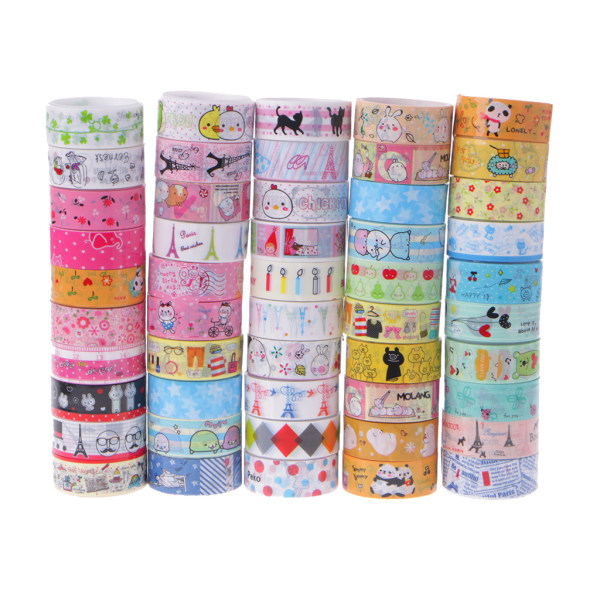 10 Kawaii 4M Tapes Mix Designs tegneserieklebende tapesett for scrapbooking/håndverk