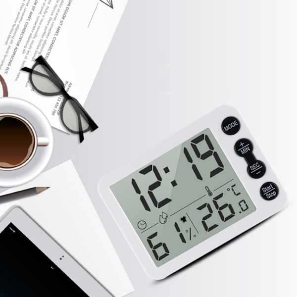 Digital Termometer Hygrometer Väckarklocka Timer Temperatur Luftfuktighetsmätare