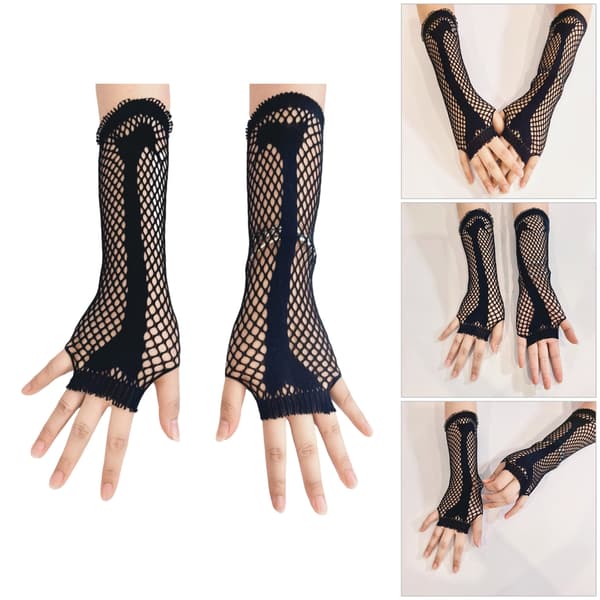 Elastiske Unisex Armermer Mesh Tekstur Kostyme Tilbehør Spandex Hansker