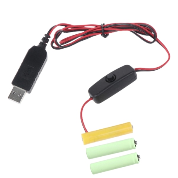 Med Switch USB till 4,5V AAA LR03 Batterieliminatorer Dummy Batteri Power för LED-ljus elektronisk leksak