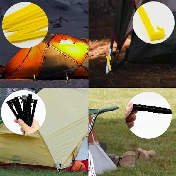 20 st campingpinnar med spiraldesign tältspikar utomhus markankare Black