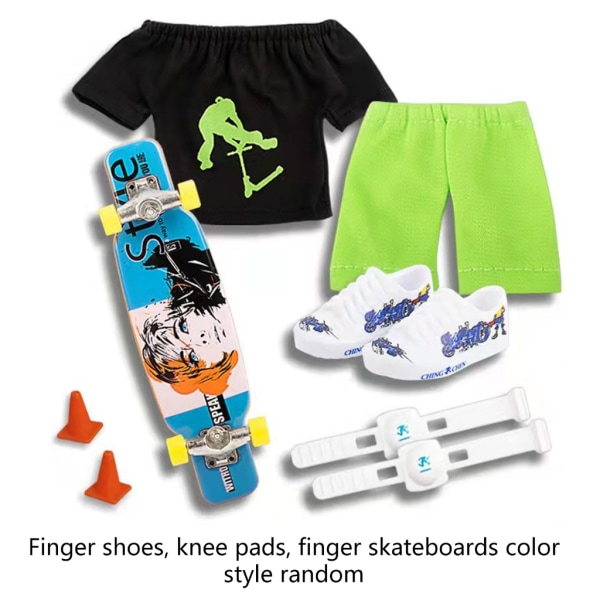 Finger Skateboard Med Skor Mini Scooter Finger Leksak Set Gripbräda Skor Och Byxor Finger Skate Board Mini Skateboard Blue Series