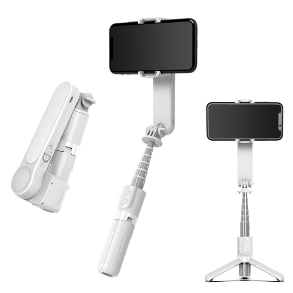 Bärbar kardanstabilisator för smartphone med utdragbar telefon Selfie Stick och stativ, fjärrkontroll 360° automatisk rotation