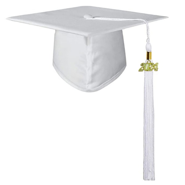 2024 Unisex Gradueringshatt Skole Student Graduate Kostyme Hatte Hodeplagg White