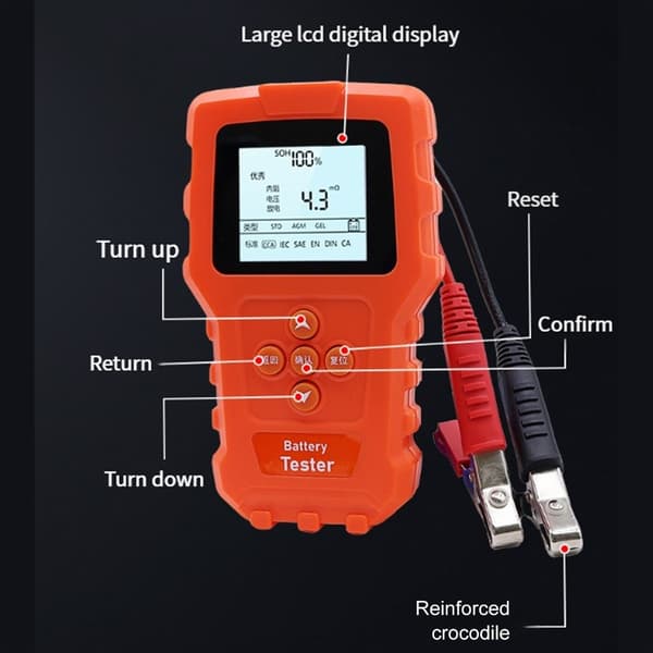 Professionel bilbatteribelastningstester med display og sikkerhedsbeskyttelse