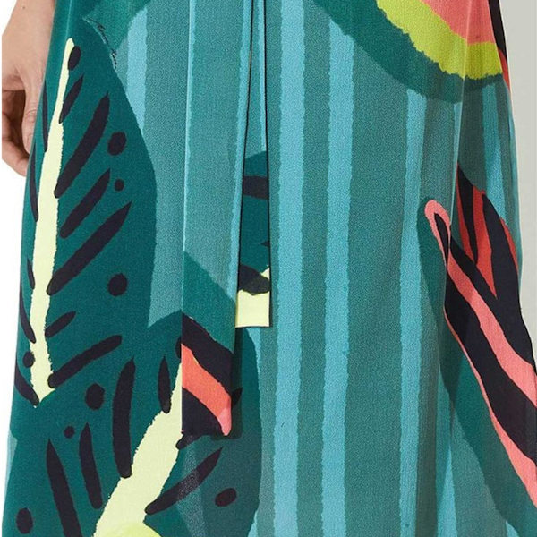 Kvinnors strandboho bladmönstrad lång baddräkt cover up fladdermusärm dräkt coverup V-ringad turkisk kaftan överdimensionerad maxiklänning