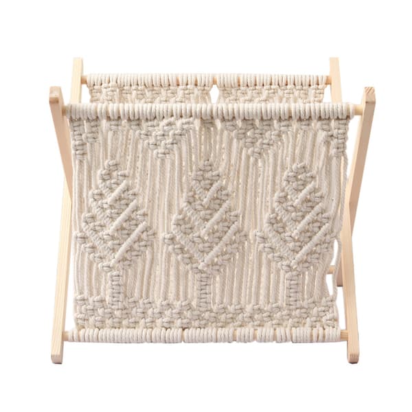 Makramee-lehtiteline Boho-lehtiteline Säilytysteline Sanomalehdille