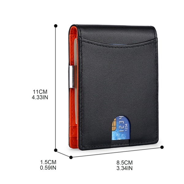 Money Clip Wallet Herre Slim Wallets Frontlomme RFID-blokerende kortholder A