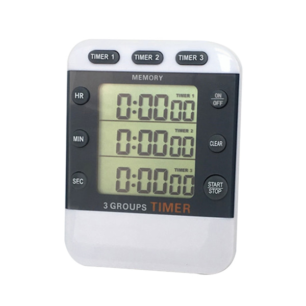 3-kanals lommetimer, samtidig timing, optælling/nedtællingstimer, stort display