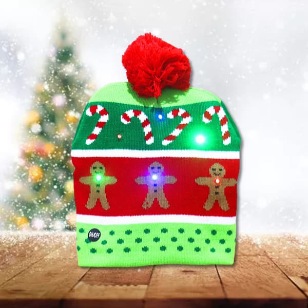 LED Julhatt Lysande Julhattar Pepparkaksgubbe Ful Hatt Mössa