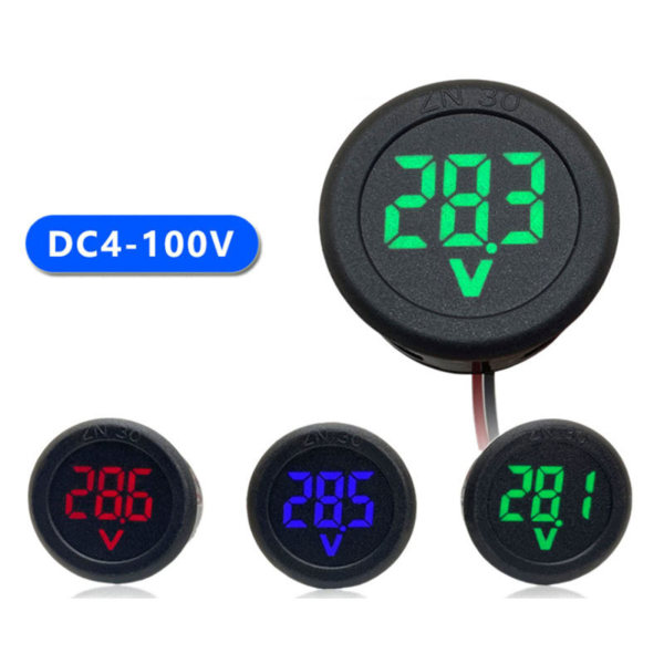 DC4-100V tvåtrådsvoltmeter LED Digital Display Cirkulär för DC Digital Voltmeter för Head Display Omvänd anslutning fo Red