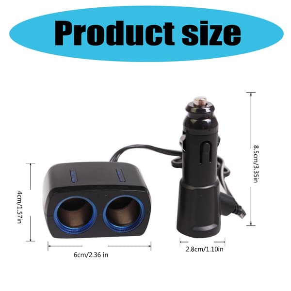 12V-24V Bil Strømuttak Splitter USB Ladeadapter med LED