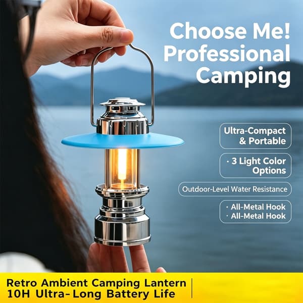 Effektiv LED-campinglampe med langtidsholdbart batteri til natlige eventyr