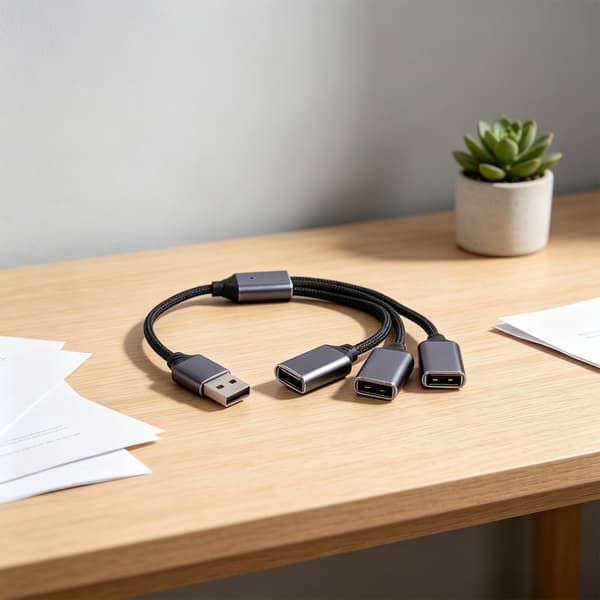 3-i-1 USB-splitkabel 25 cm ledning til computer, bærbar computer, USB-flashdrev, mus