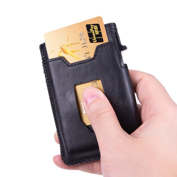 Automatisk Slim Wallet RFID-blokkerende kredittkortholder for AirTag Brown
