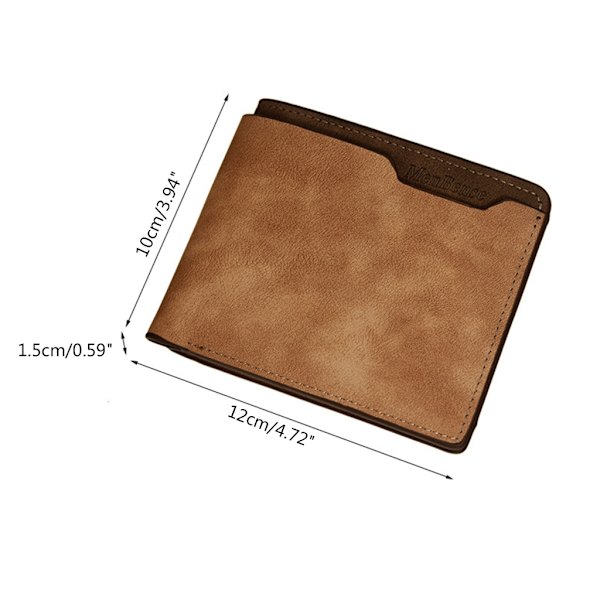 Frostad smal korthållare Multi-Slot Card Case Fickplånbok Retro Trifold-väska Light Brown