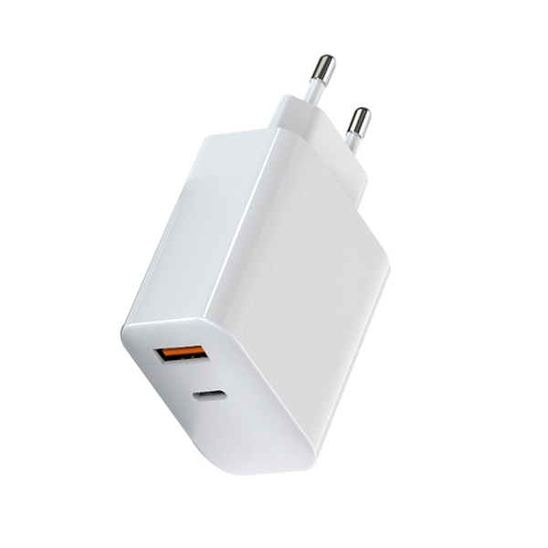 USB C Väggladdare 65W Dual Port USB C USB A Laddare Dubbel Snabbladdare Block GaN Hållbar Kompakt power
