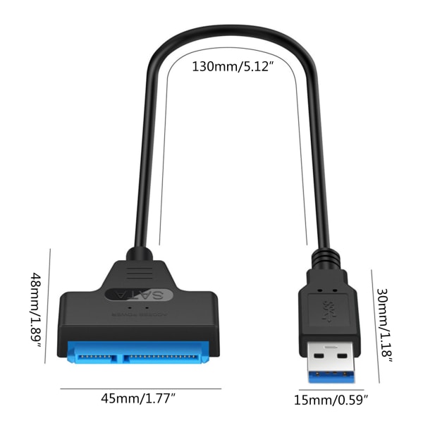 USB 3.0/2.0/typ C till Sata adapterkabel för 2,5" SDD-hårddisk USB2.0 to SATA