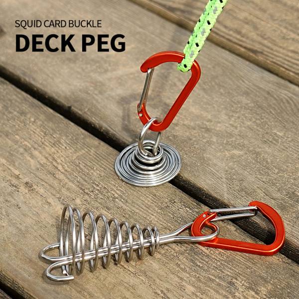 Octopus Deck Peg 10 st/set Rostfritt stål Tälttillbehör Bräda Peg Spiral för Utomhus Resor Camping Vandring Fjäder Karabinhake White
