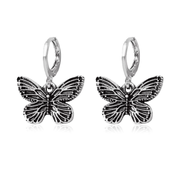 1 par vintage sommerfugl-form legering sølvfarge bøyle øredobber for kvinner jenter kule hip hop dyr trend øredobber 2023