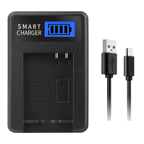 Bærbar LCD-skærm USB-kamera batterioplader til 10L G1X G15 G16 SX40HS kameraer Praktisk strømforsyning