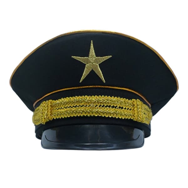 Officer Hatt för Män med Stjärnapplikation, Praktisk Polyester och Andningsbart Foder